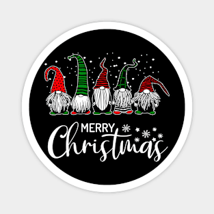 Cute Xmas Gnomes In Plaid Hats Merry Christmas Gift Fabulous Magnet